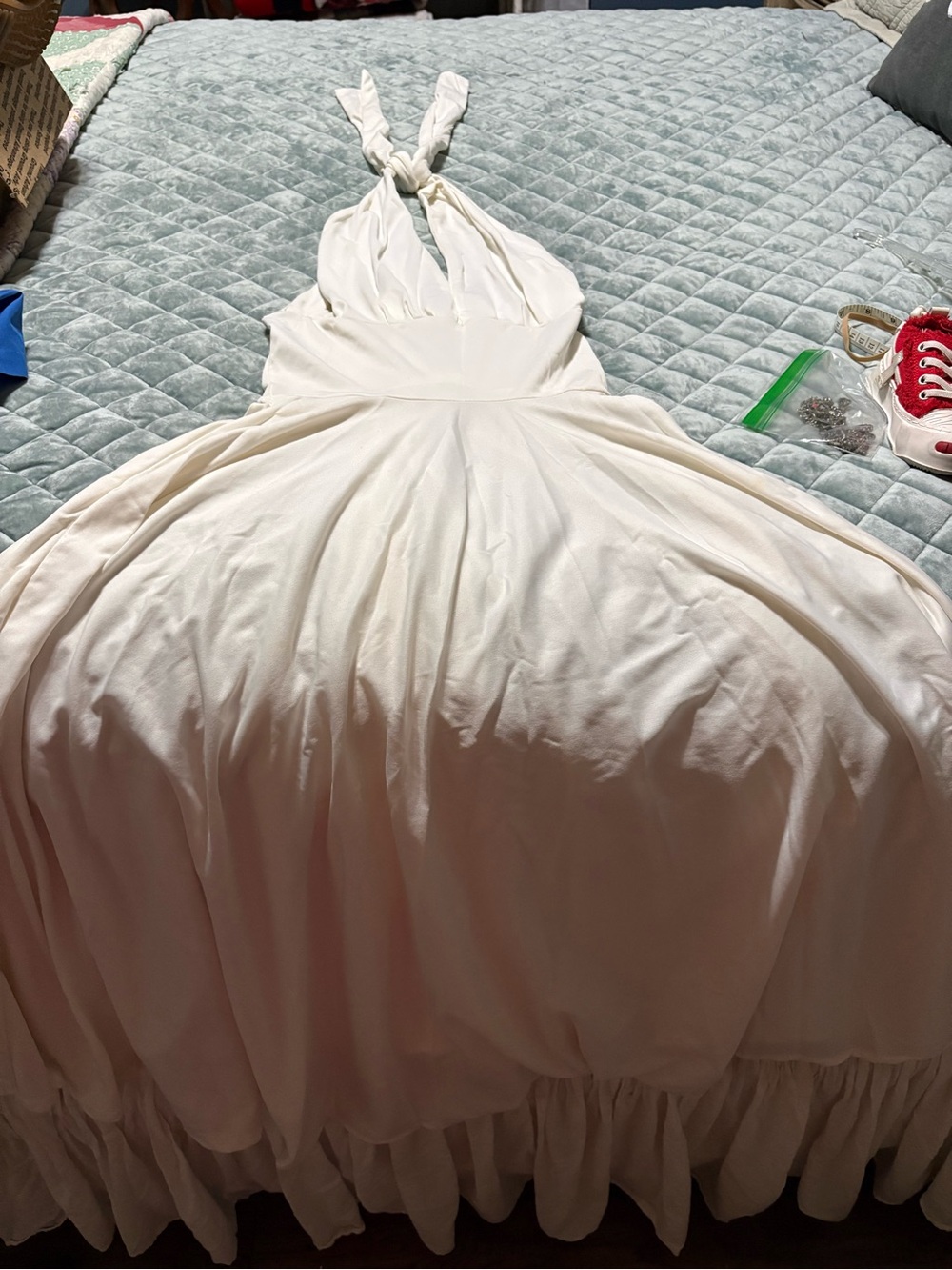 Women’s Halter Maxi Nightdress in Off-White Custom